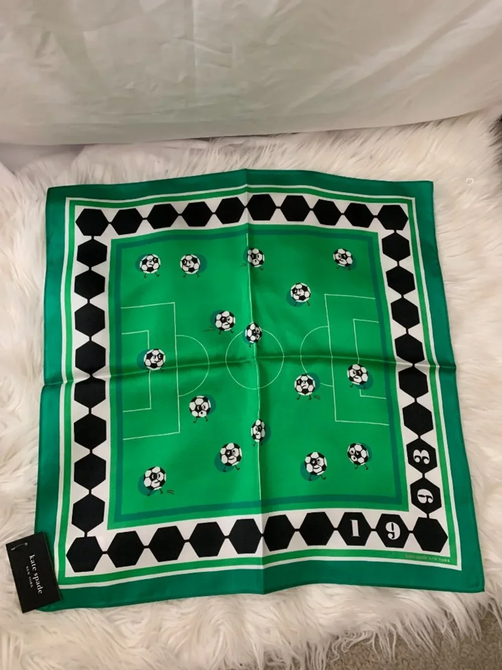 KATE SPADE Soccer Silk Bandana Scarf in Fern Moss